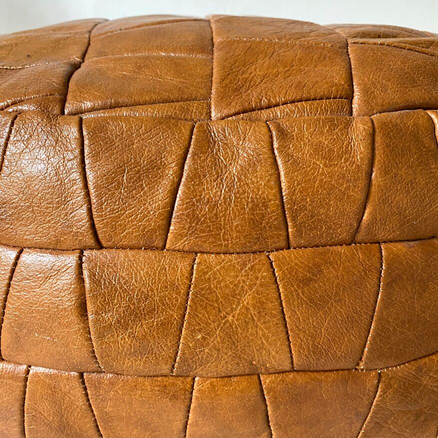 Vintage patchwork leather ottoman