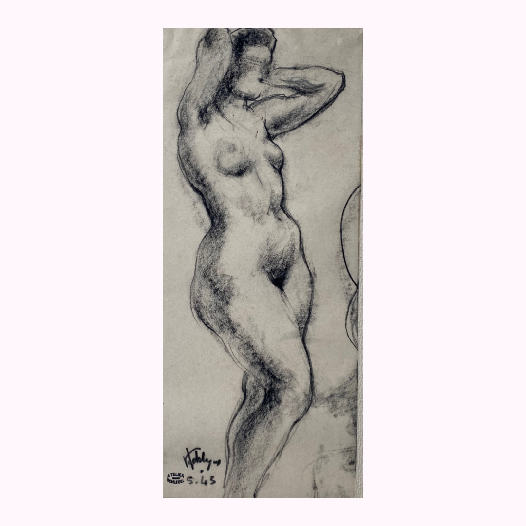 1943 Paris Femme Nue Charcoal