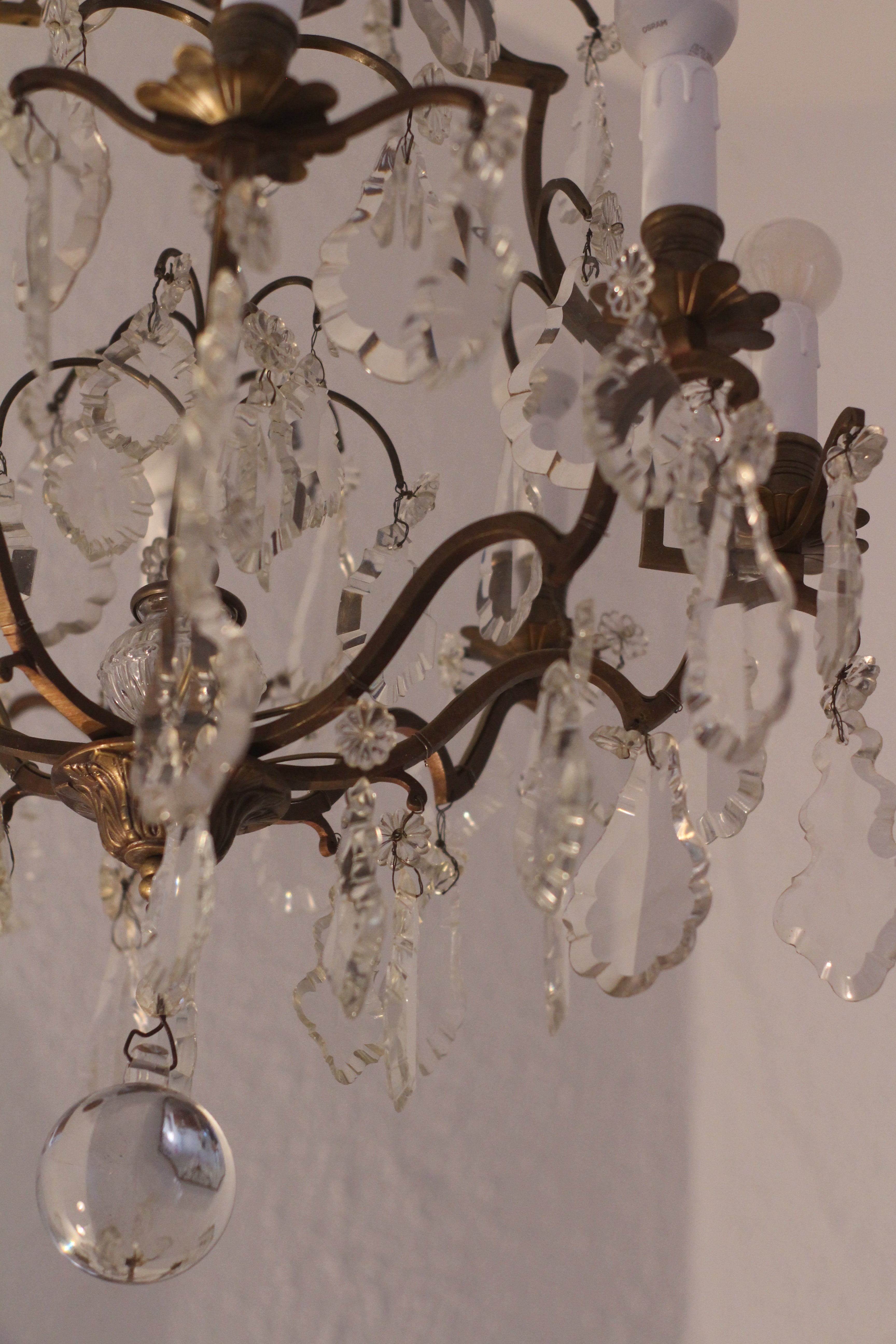 Bronze frame chandelier with French crystals