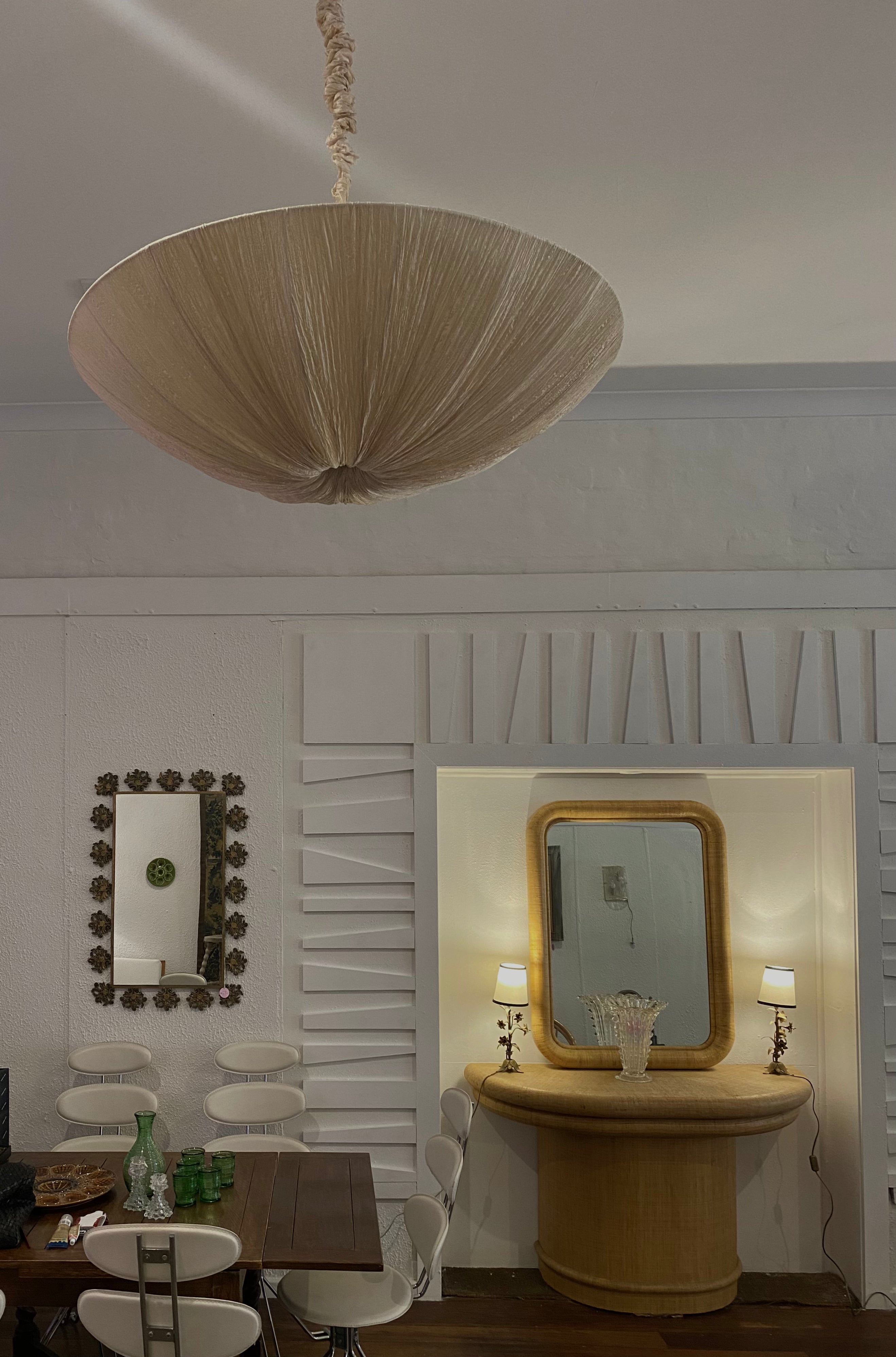 Plissé pendant light pleated fabric