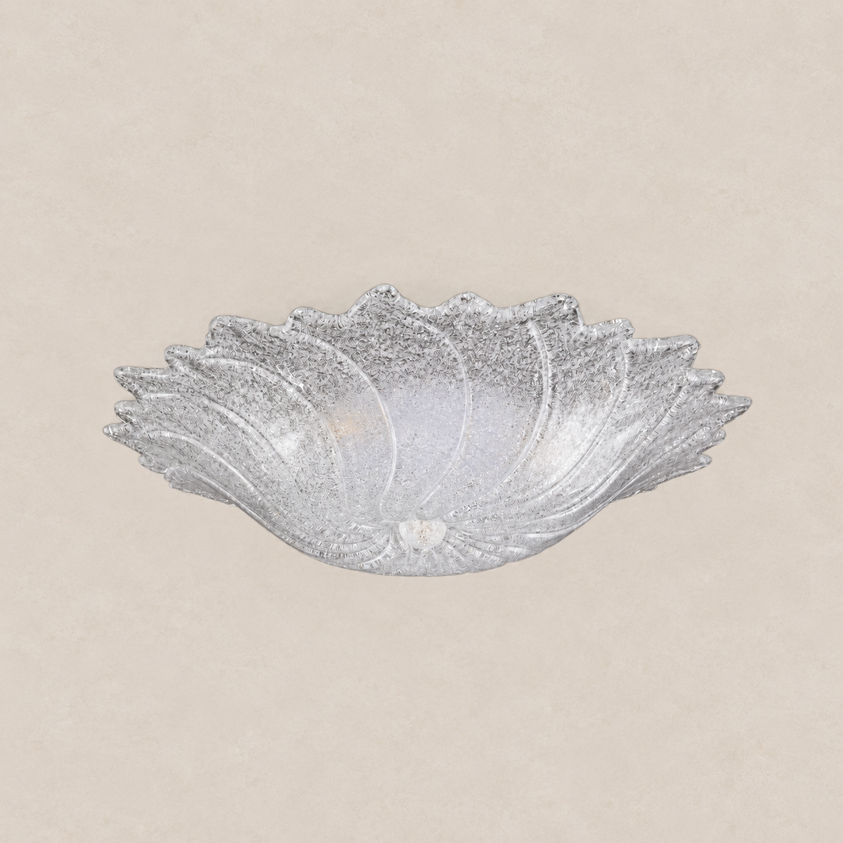 Sculptural Clear Murano Glass Ceiling Light – 55 cm on pale stone background