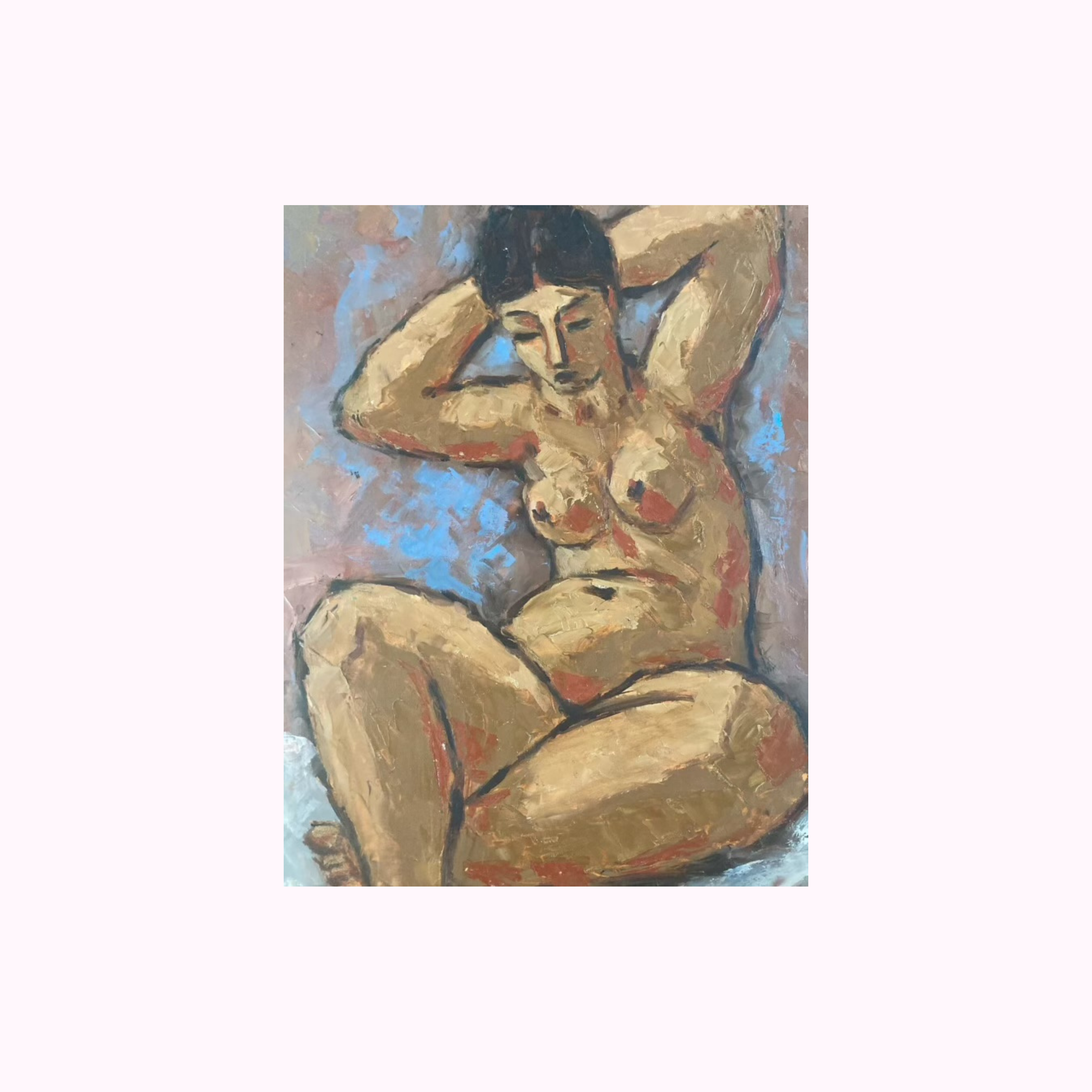1940s Parisian Cubist Femme Nue Study painting