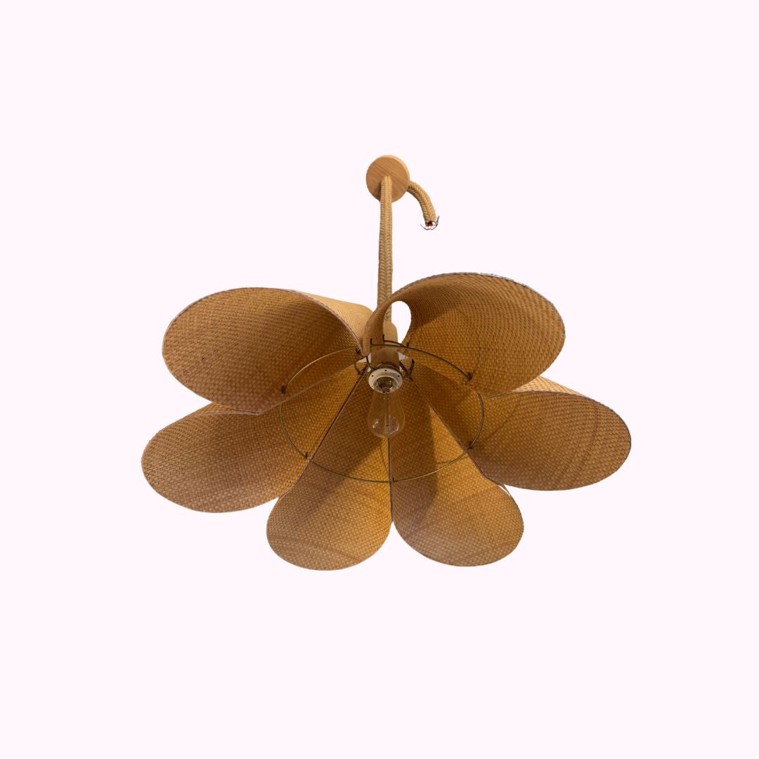 Rattan & Rope Pleated Pendant