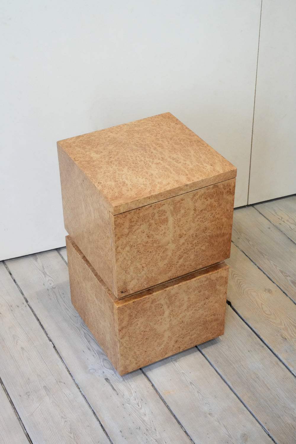 Bohult duo Bedside Table in Double Burl & Stained Oak by Caia Leifsdotter