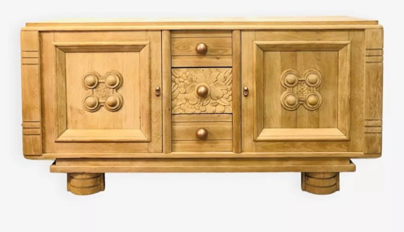 French Charles Dudouyt 1930s Oak Sideboard