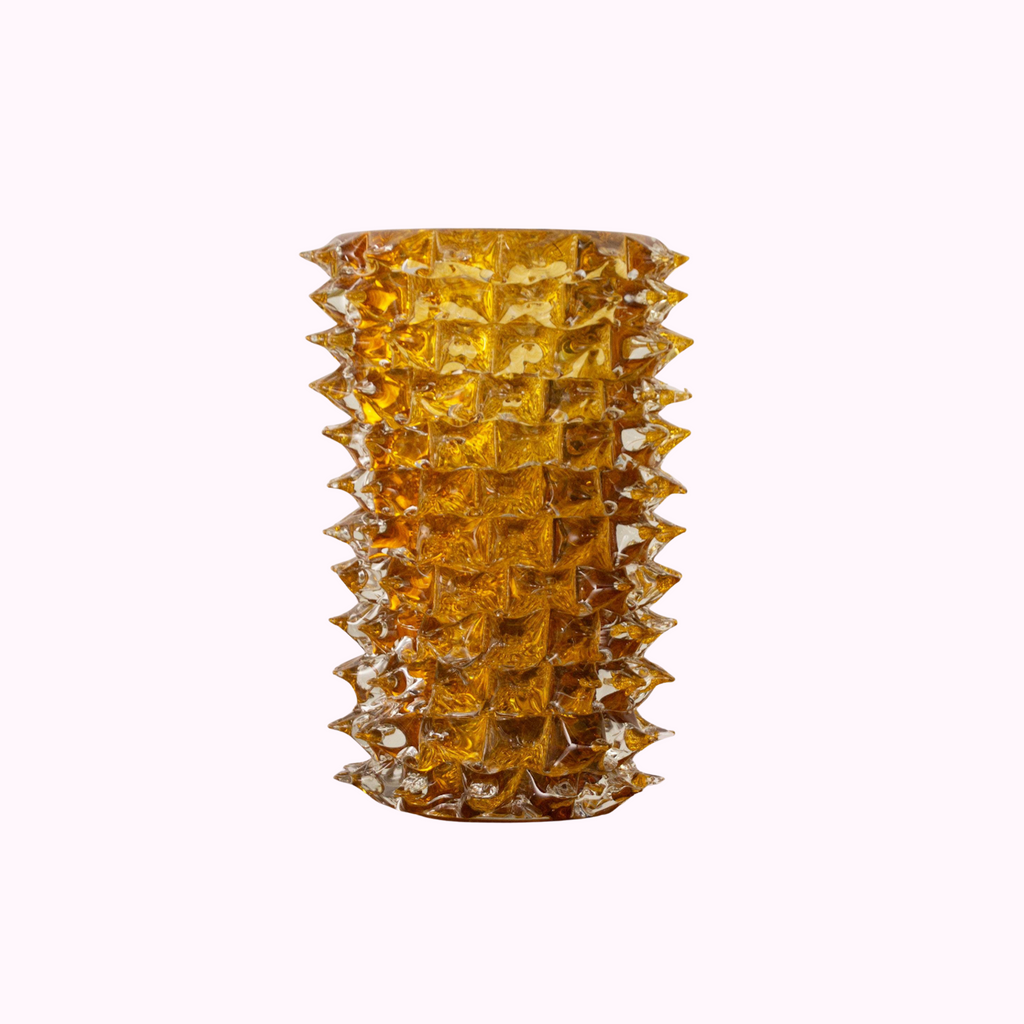 Amber and clear Murano glass Rostrato vase