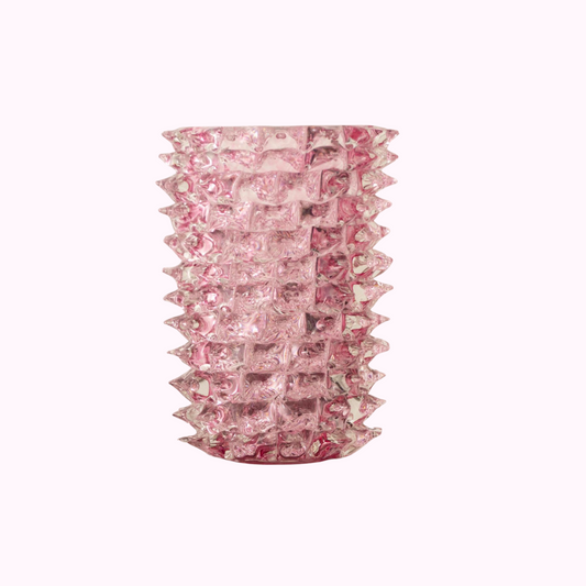 Pink and Clear Murano Glass Rostrato Vase