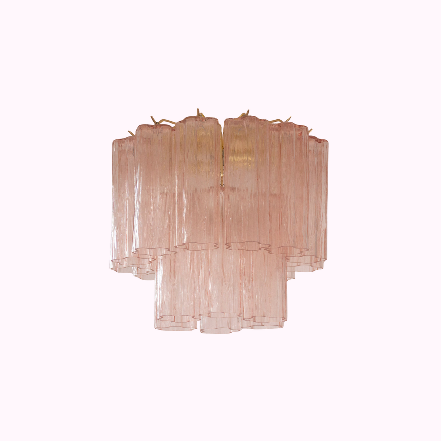 Ceiling Lamp With Cipria Pink Murano Glass Tronchi