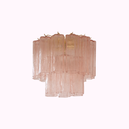 Ceiling Lamp With Cipria Pink Murano Glass Tronchi