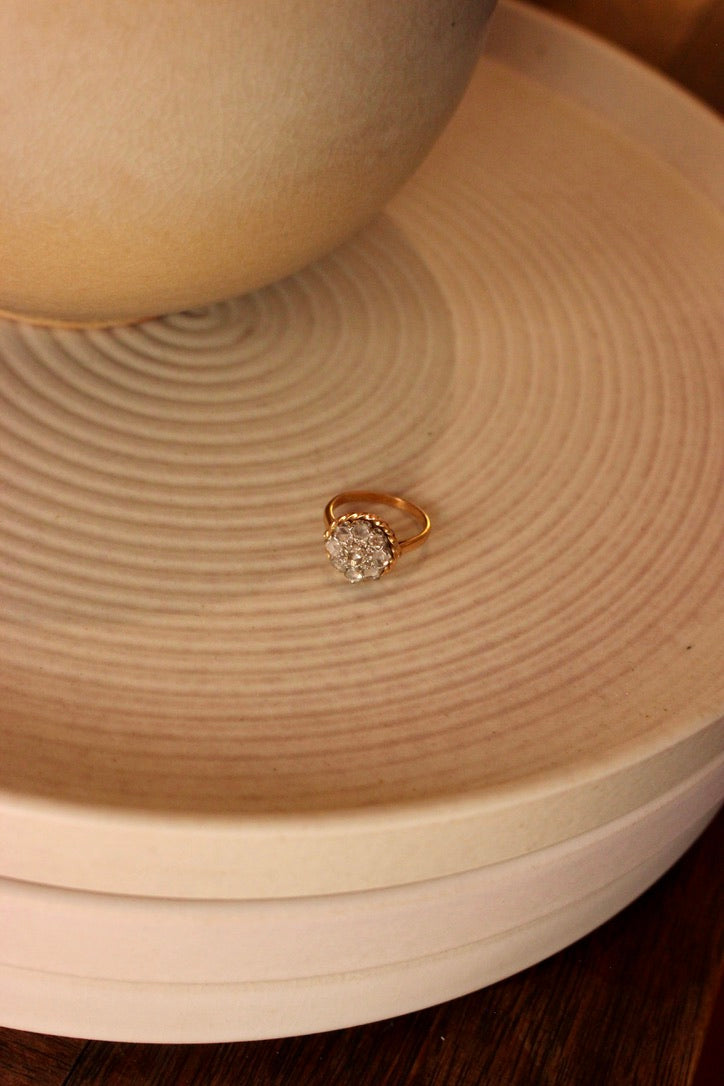 French Antique Diamond Daisy Ring