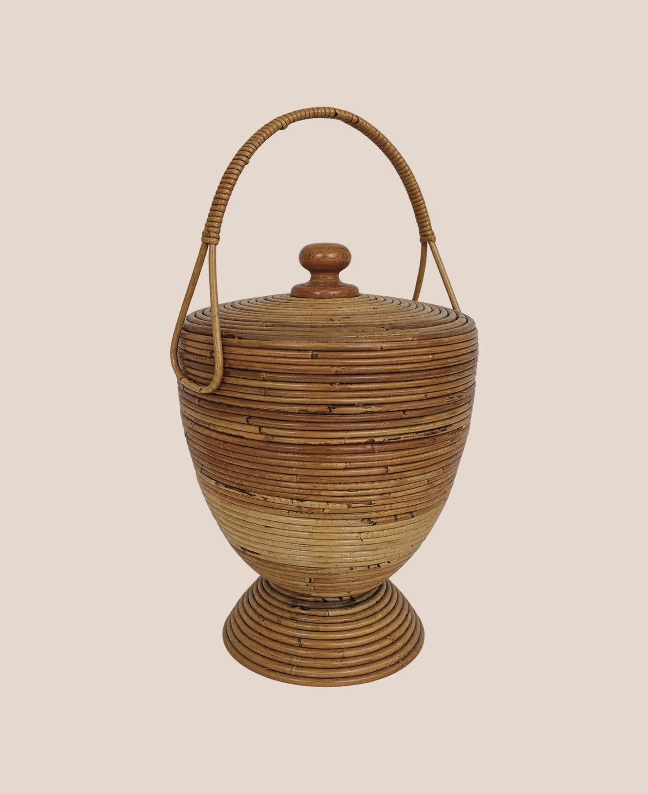 1950s Italian Midcentury Bamboo Feature Basket – Vintage Decorative