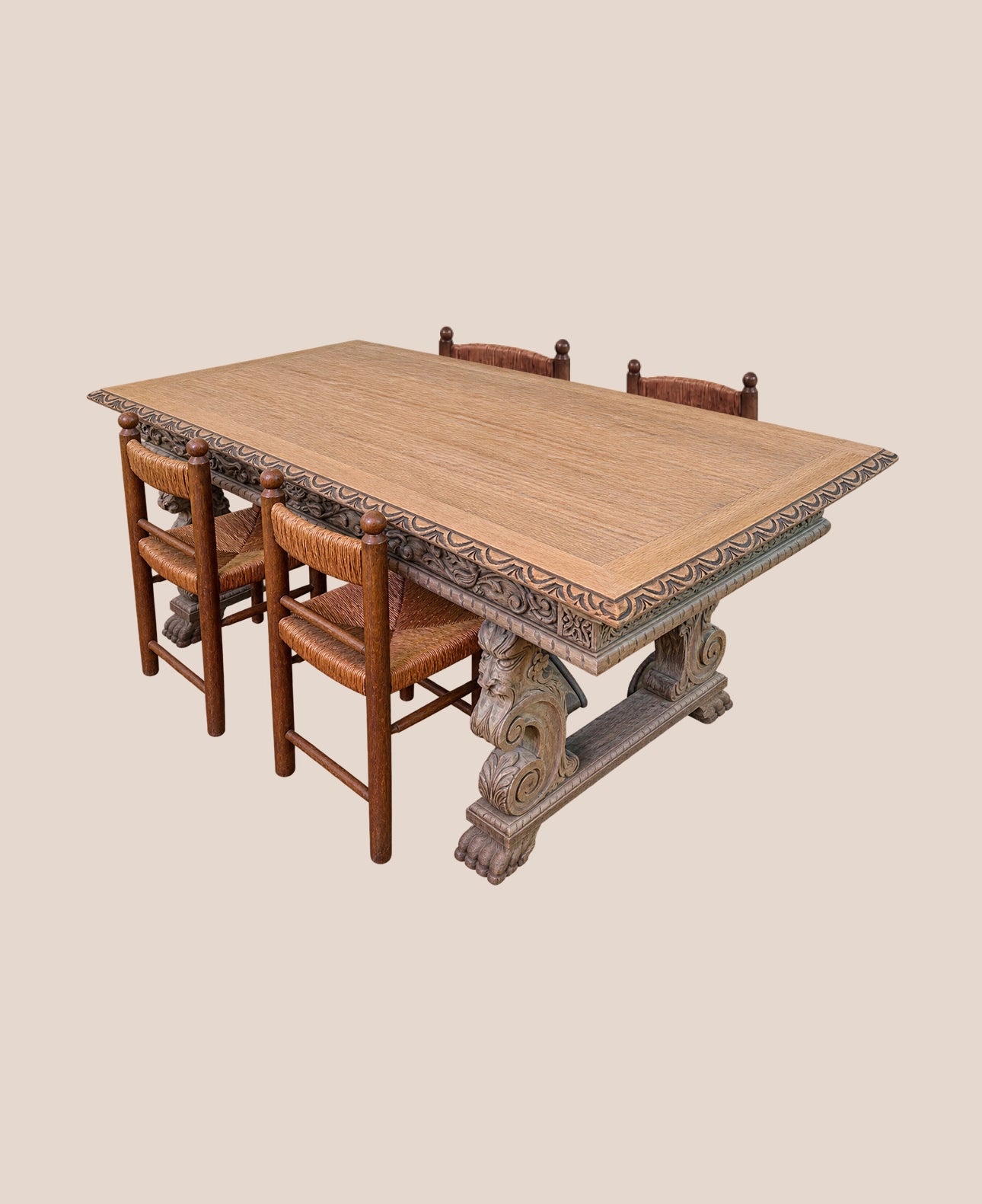 19th-c-spanish-renaissance-carved-timber-dining-table-stunning-antique