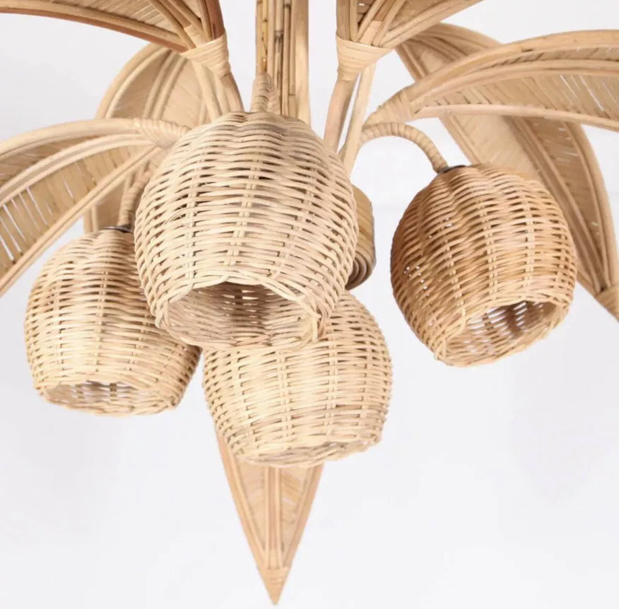 French Rattan Palm Tree Pendant