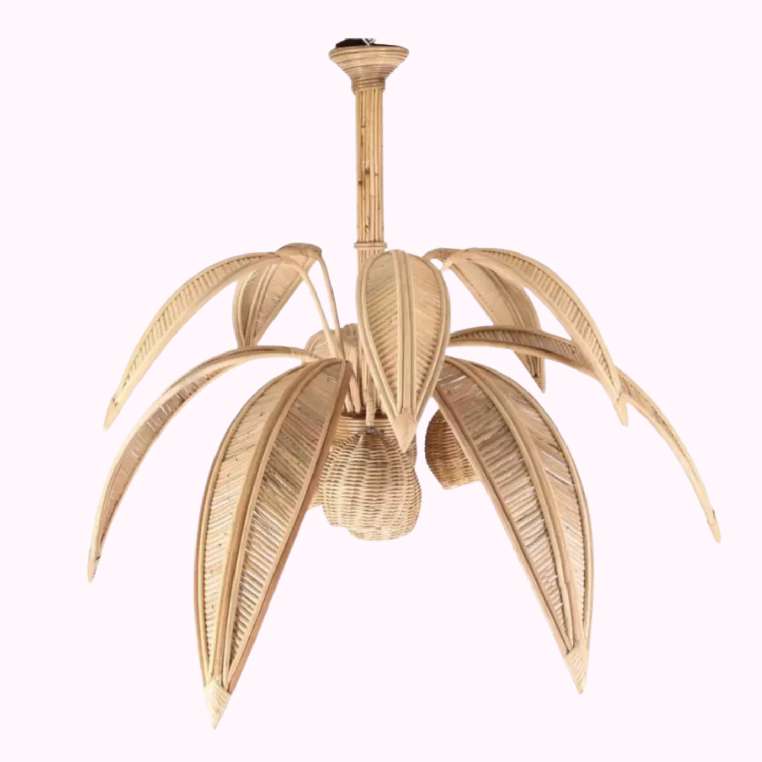 French Rattan Palm Tree Pendant
