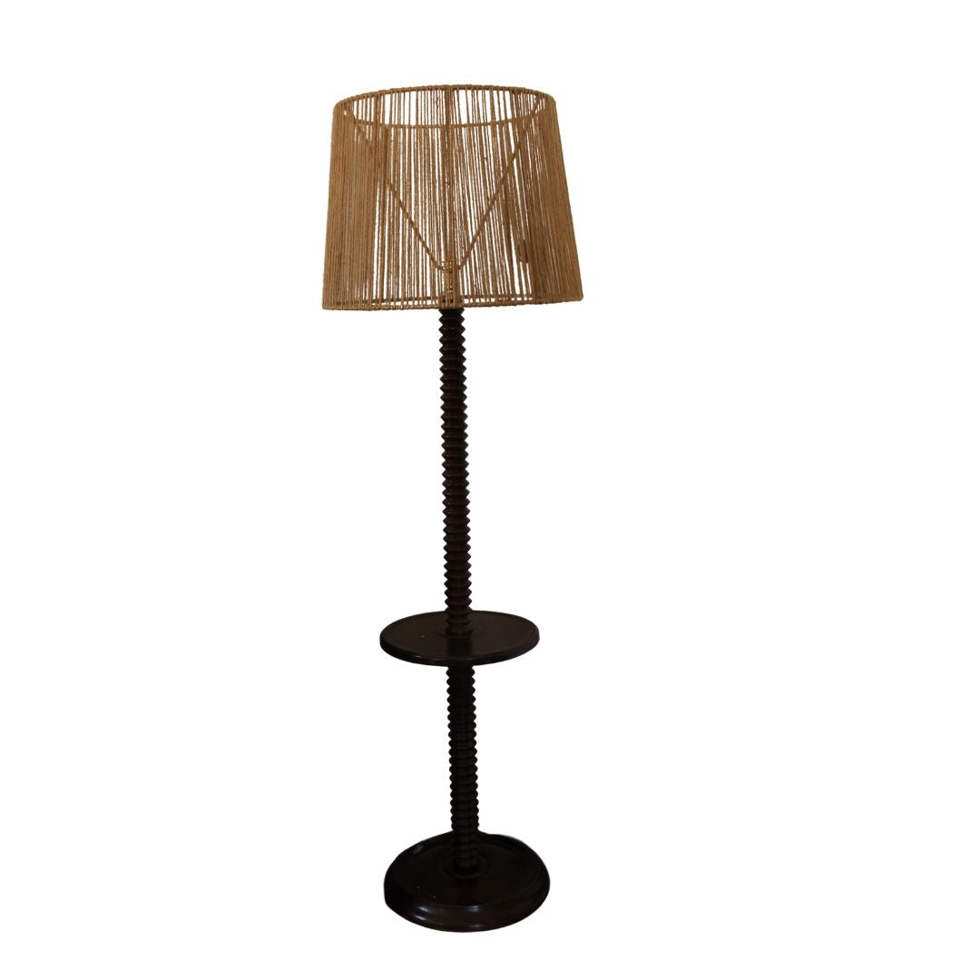 Charles Dudouyt Oak Floor Lamp, France, 1930s