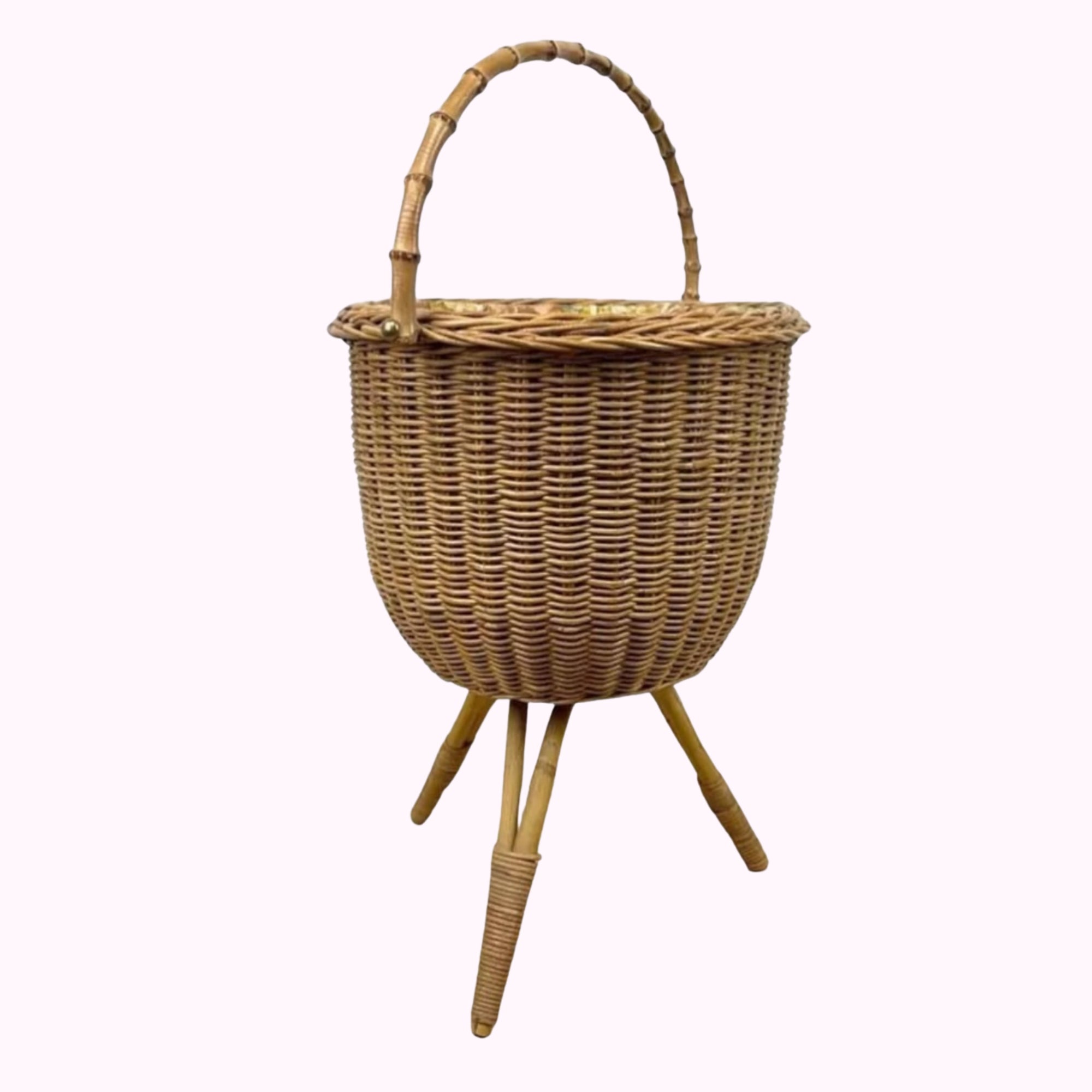 1960s French Rattan & Bamboo Travaileuse