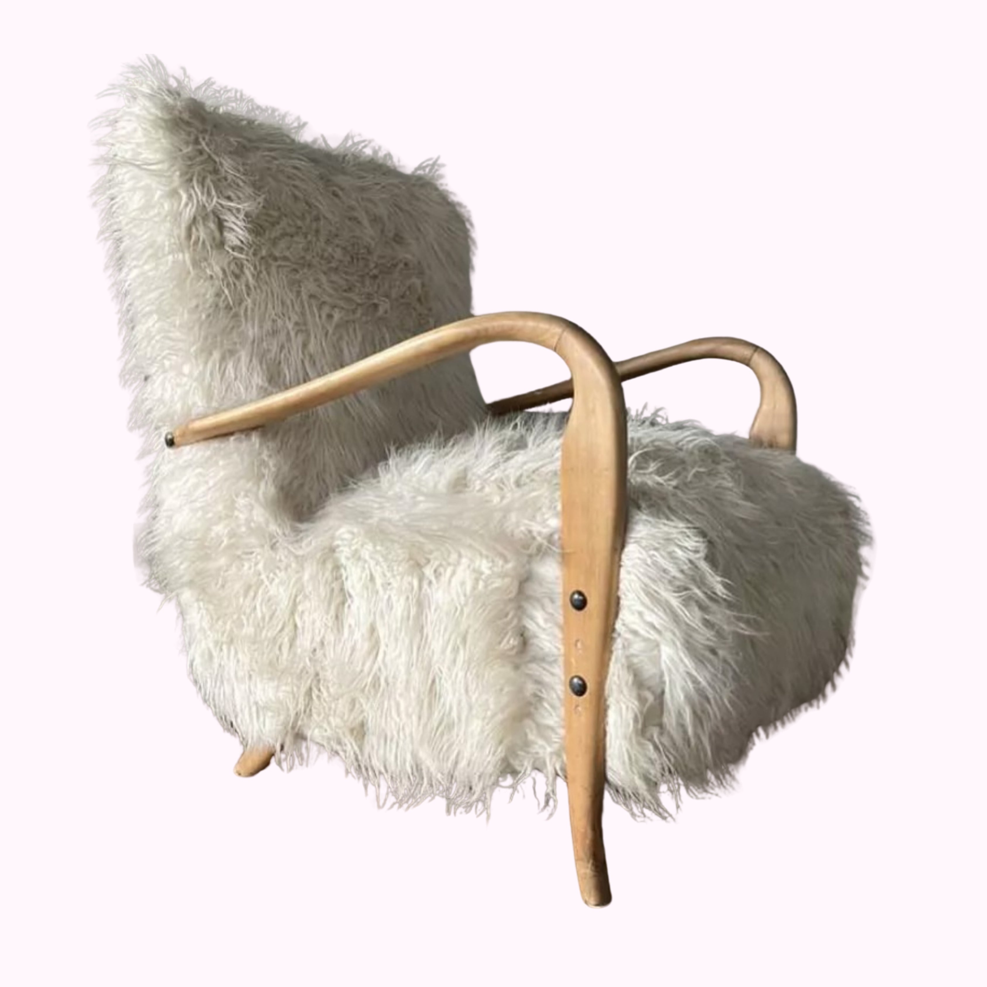 Danish Faux Fur Armchairs 1950s