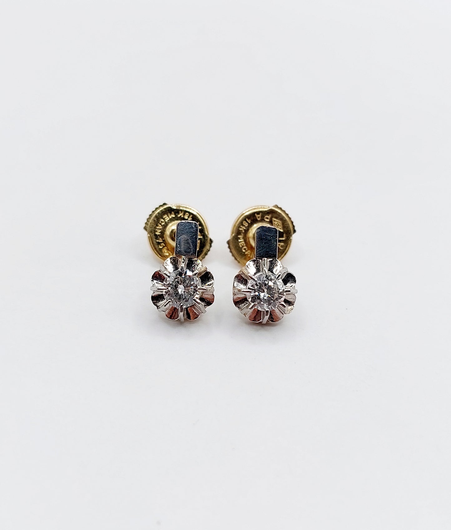 French Art Deco Diamond Stud Earrings