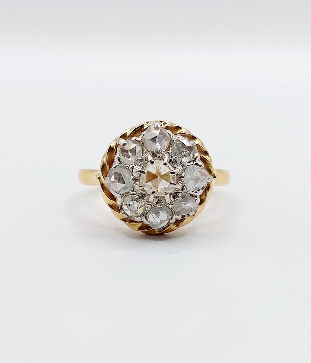 French Antique Diamond Daisy Ring