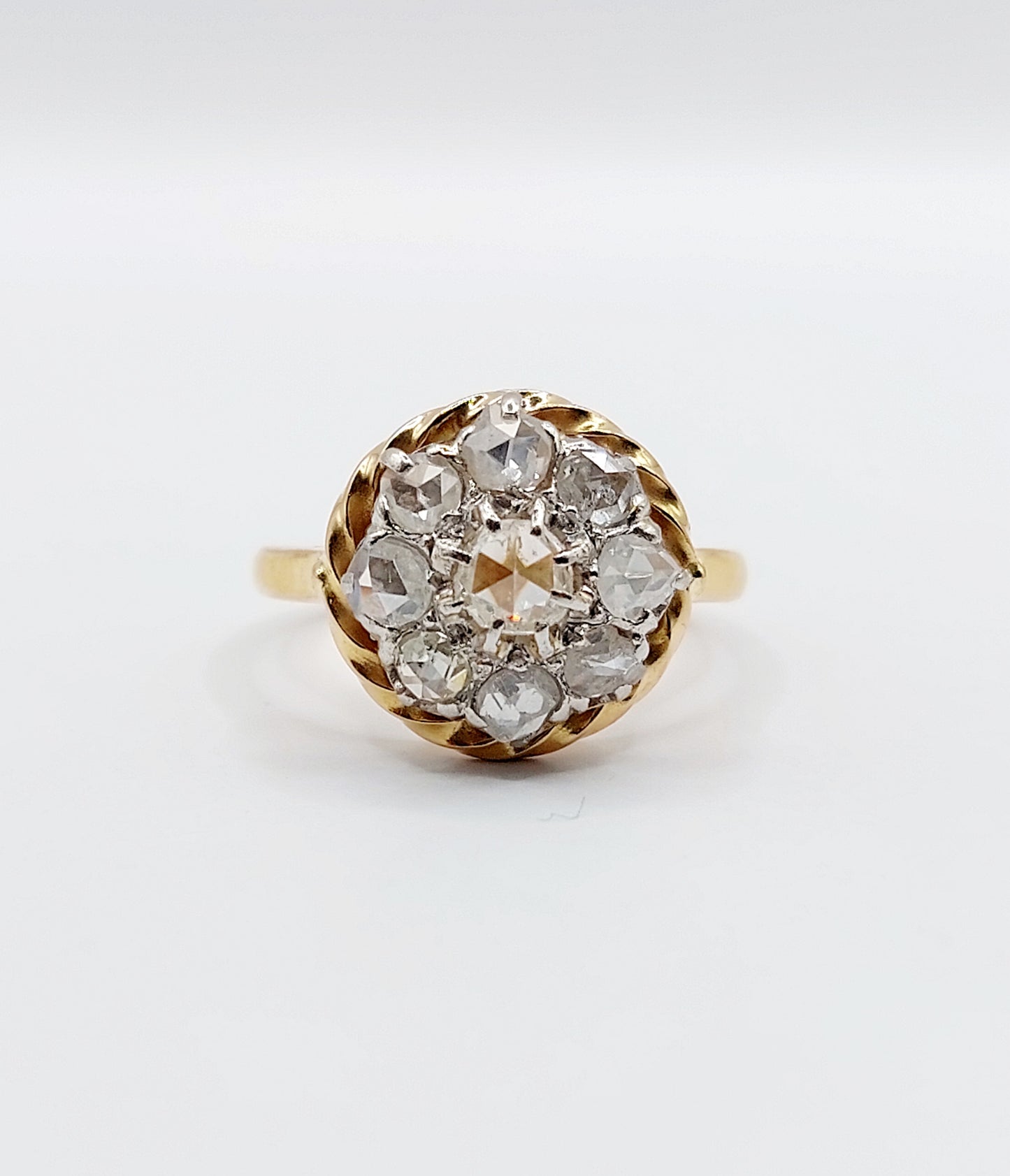 French Antique Diamond Daisy Ring