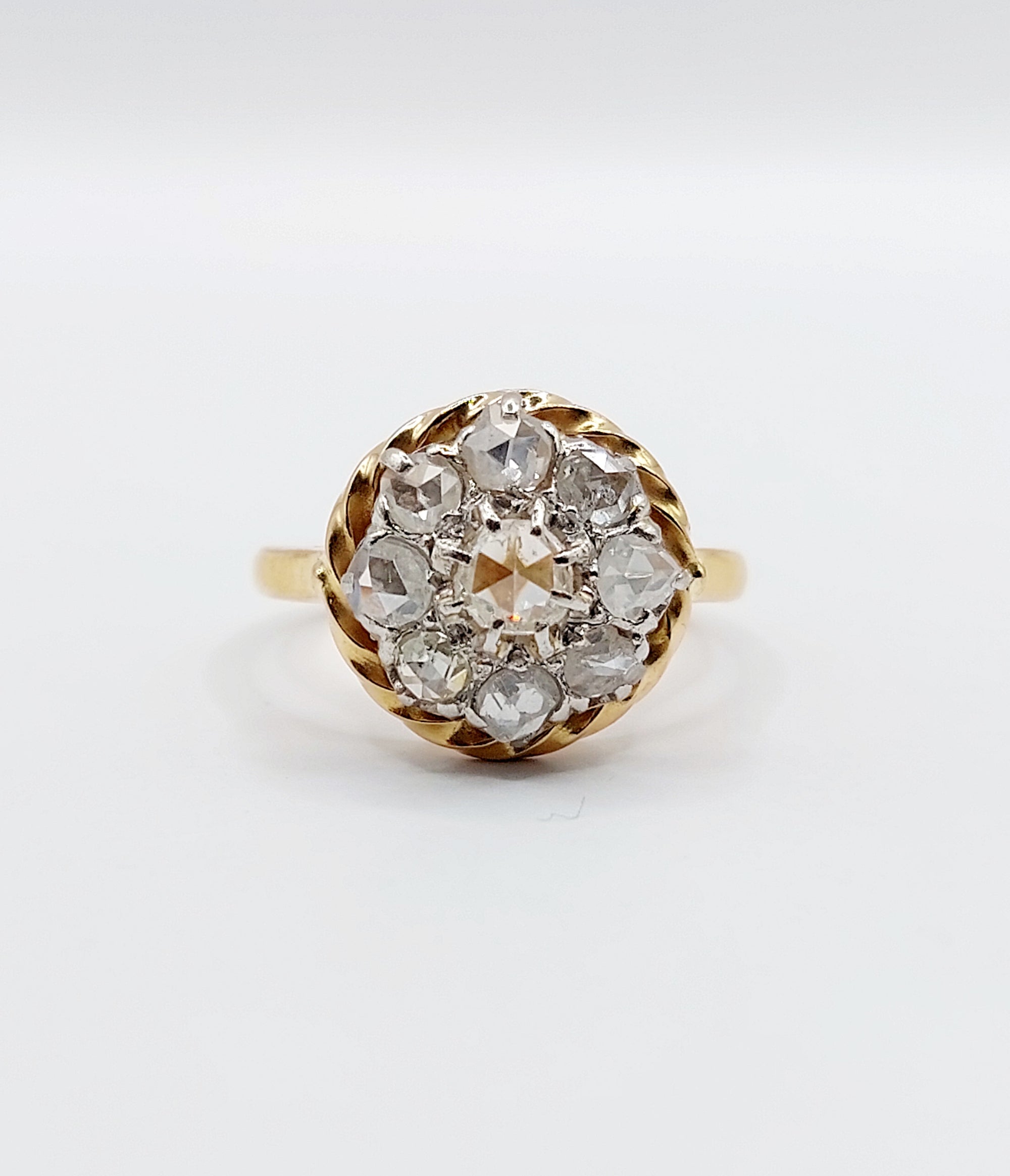 French Antique Diamond Daisy Ring