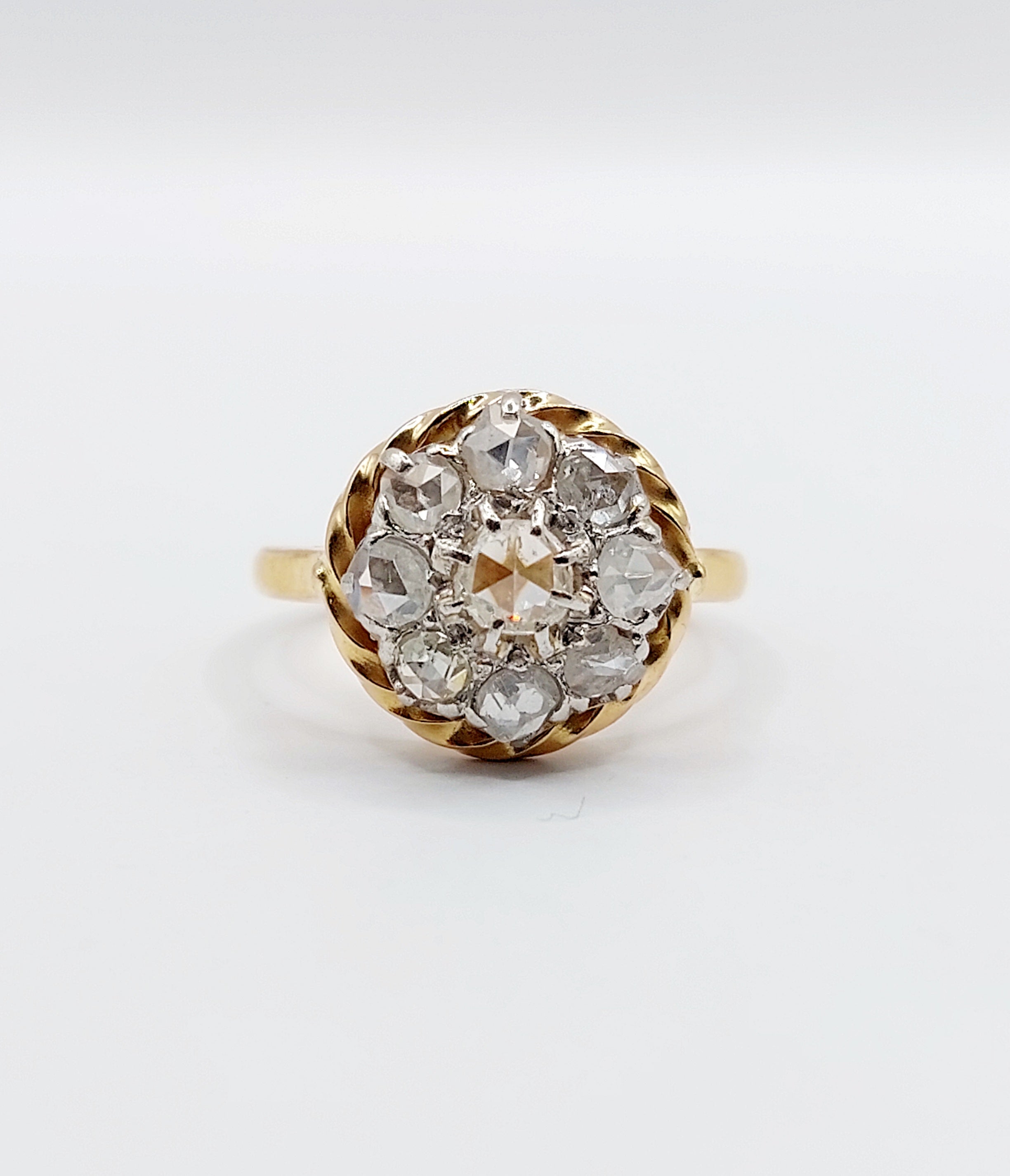 French Antique Diamond Daisy Ring