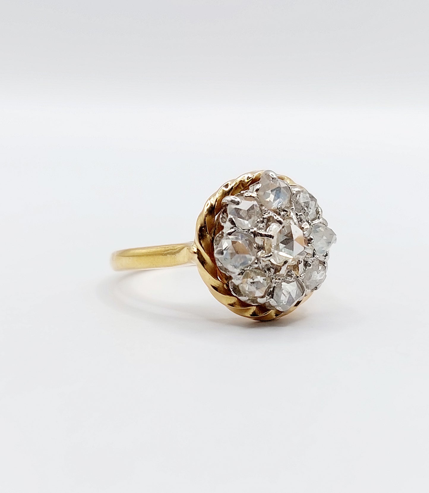 French Antique Diamond Daisy Ring