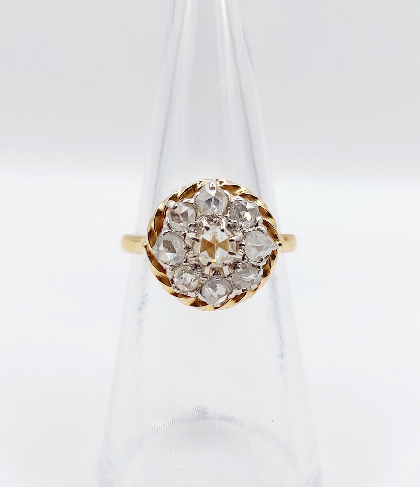 French Antique Diamond Daisy Ring