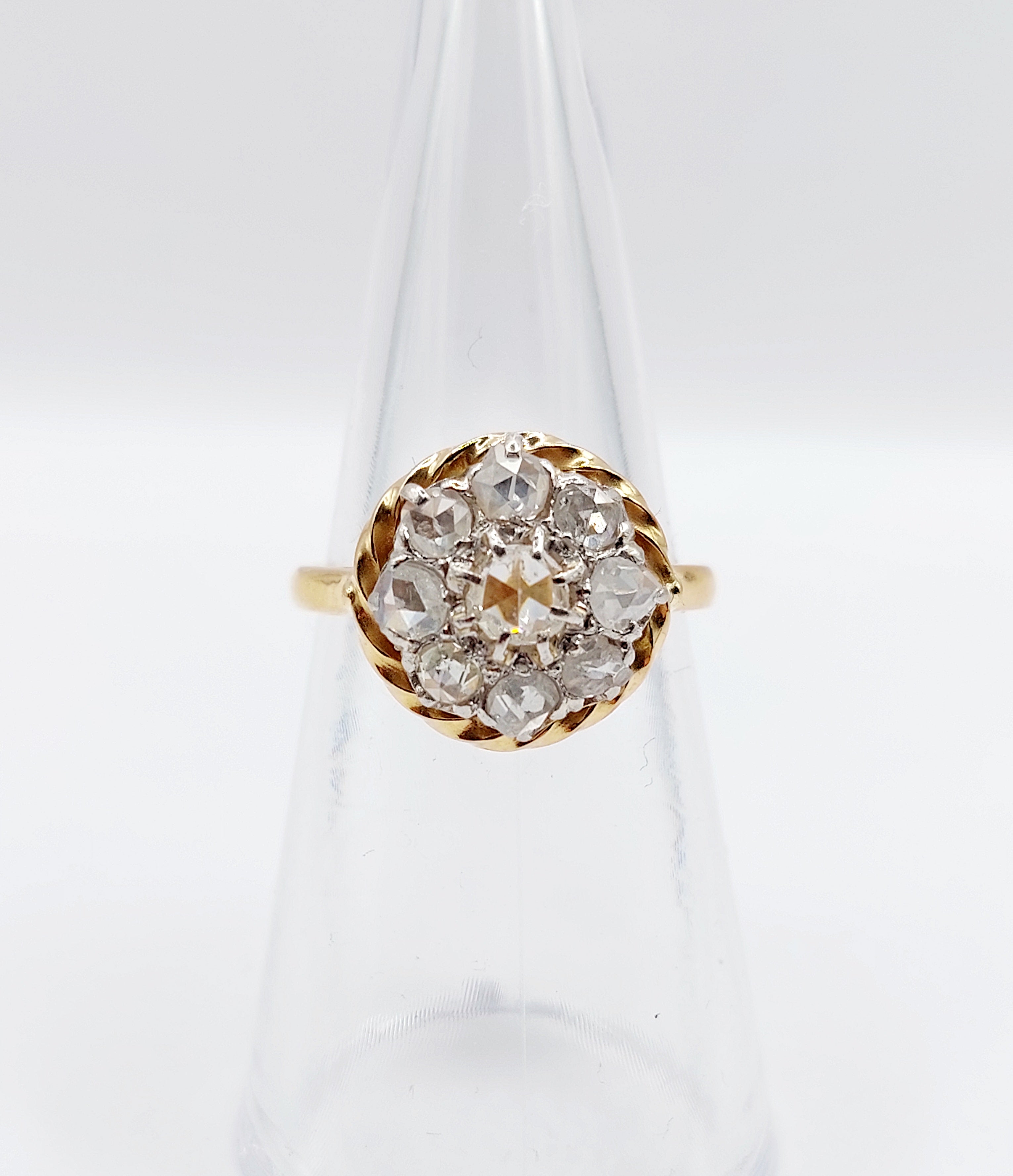 French Antique Diamond Daisy Ring