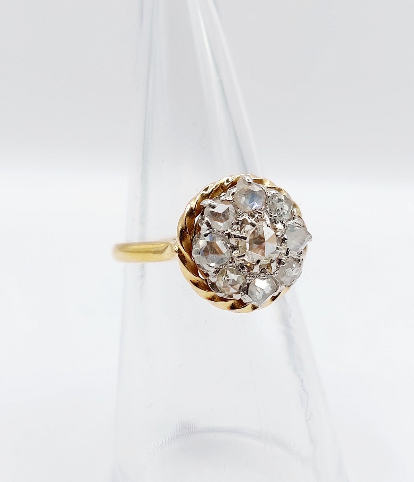 French Antique Diamond Daisy Ring