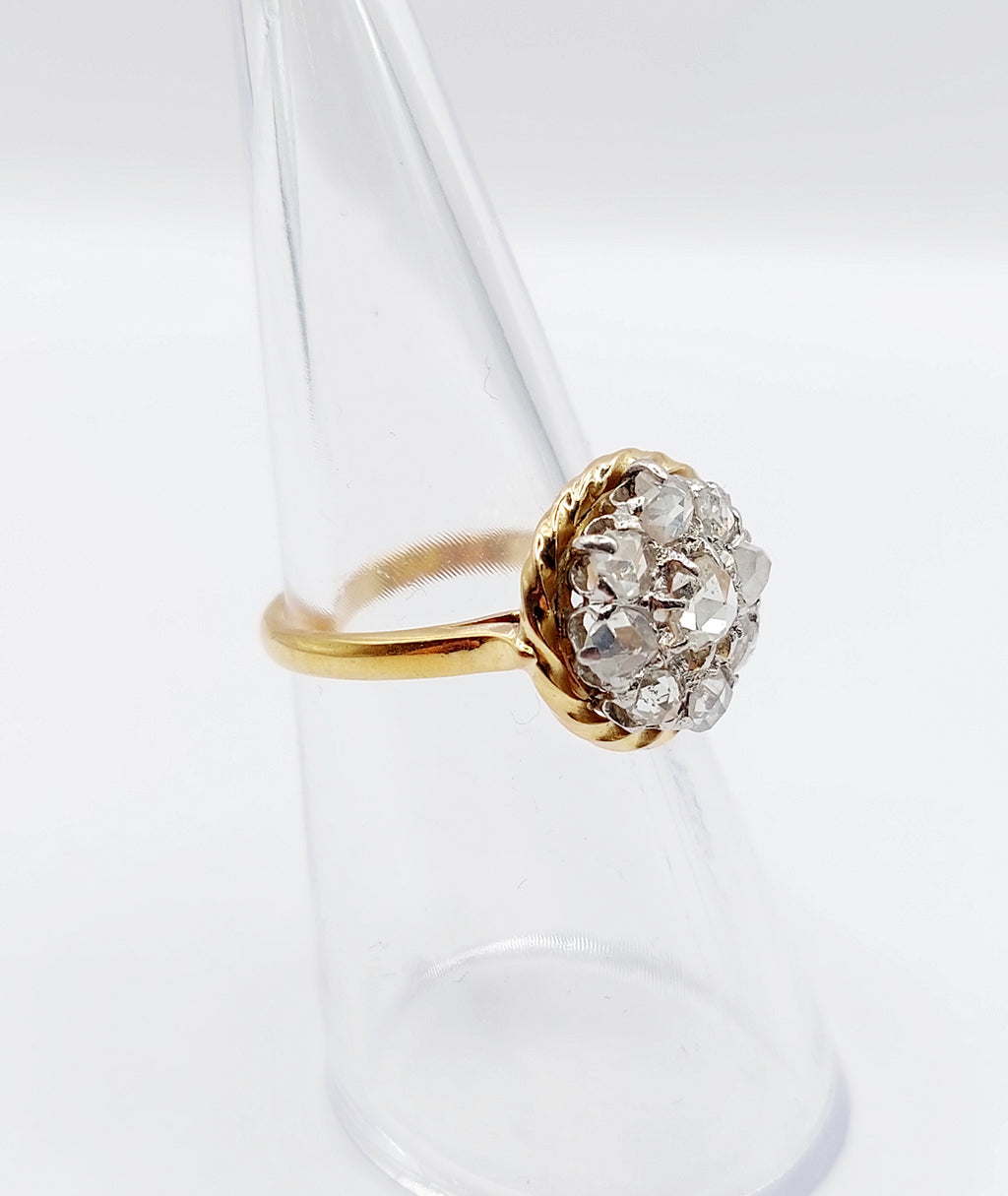 French Antique Diamond Daisy Ring