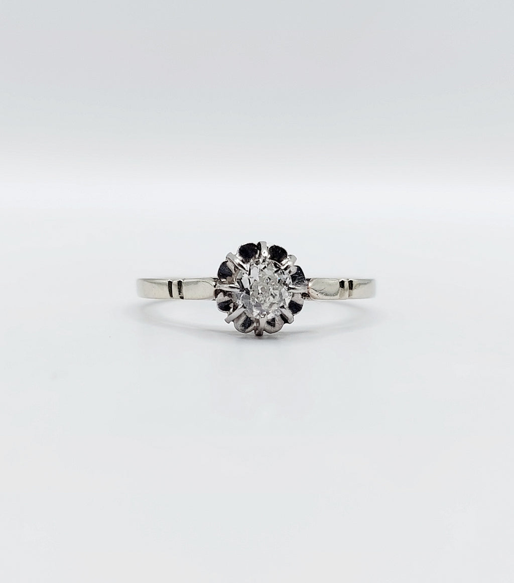 French Art Deco Diamond Solitaire Ring