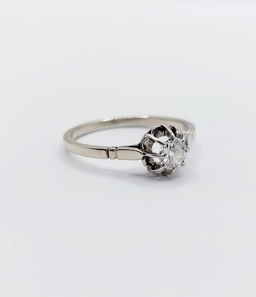 French Art Deco Diamond Solitaire Ring