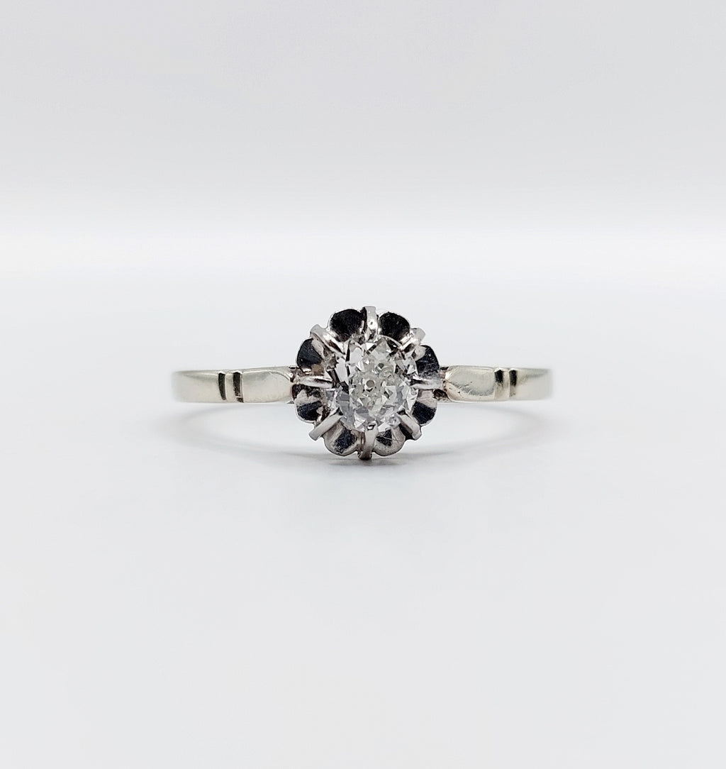 French Art Deco Diamond Solitaire Ring