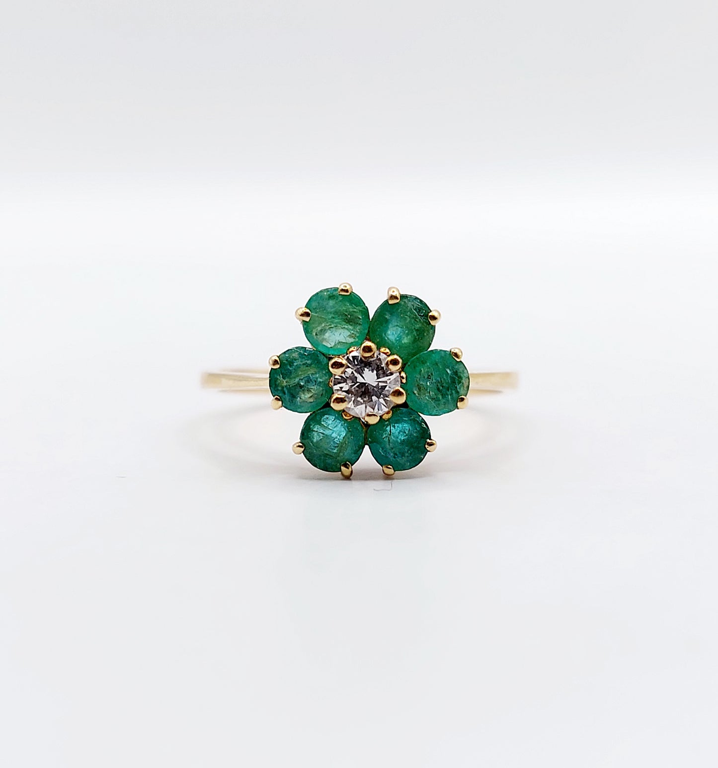 French Art Deco Emerald Daisy Ring