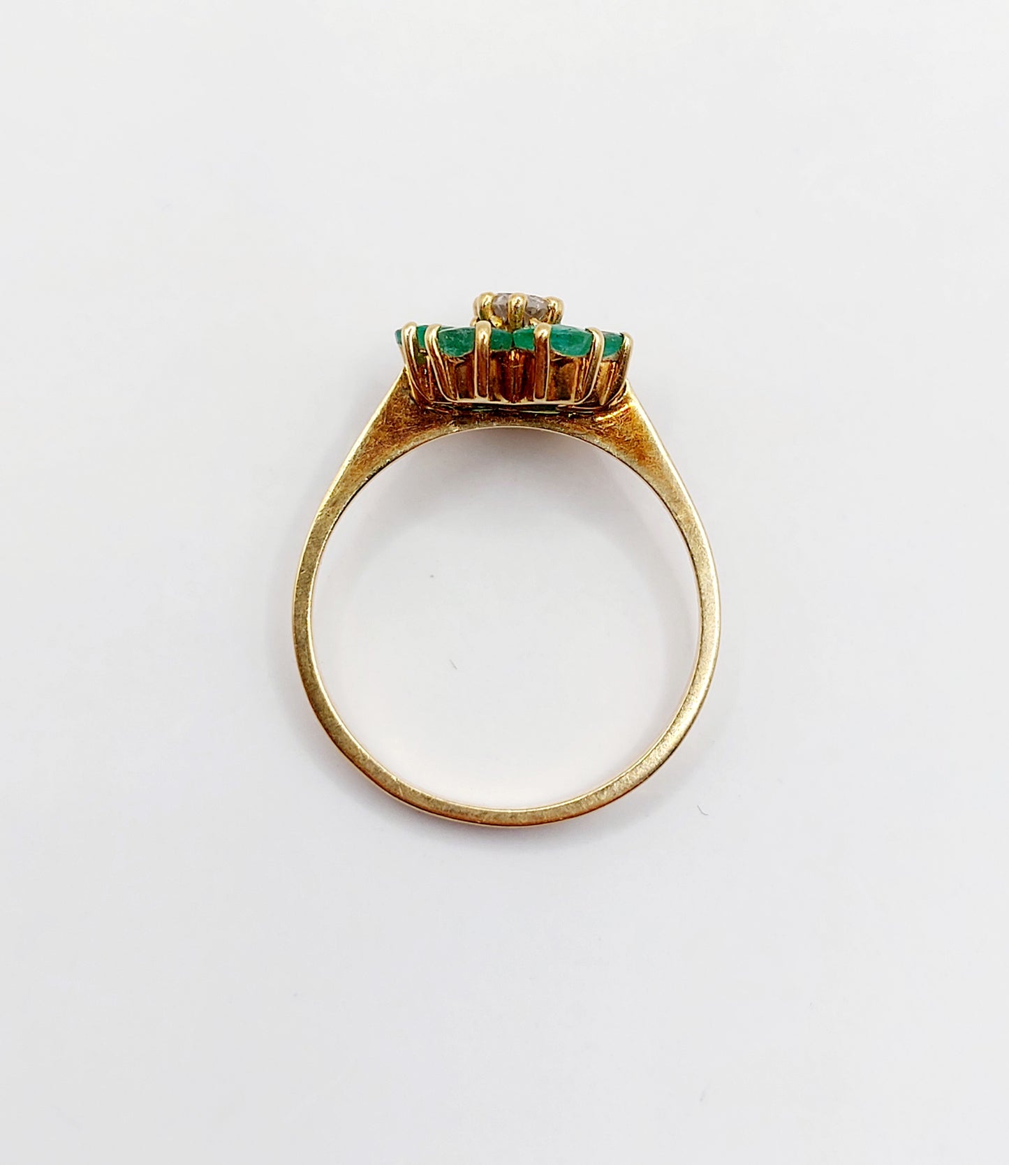 French Art Deco Emerald Daisy Ring