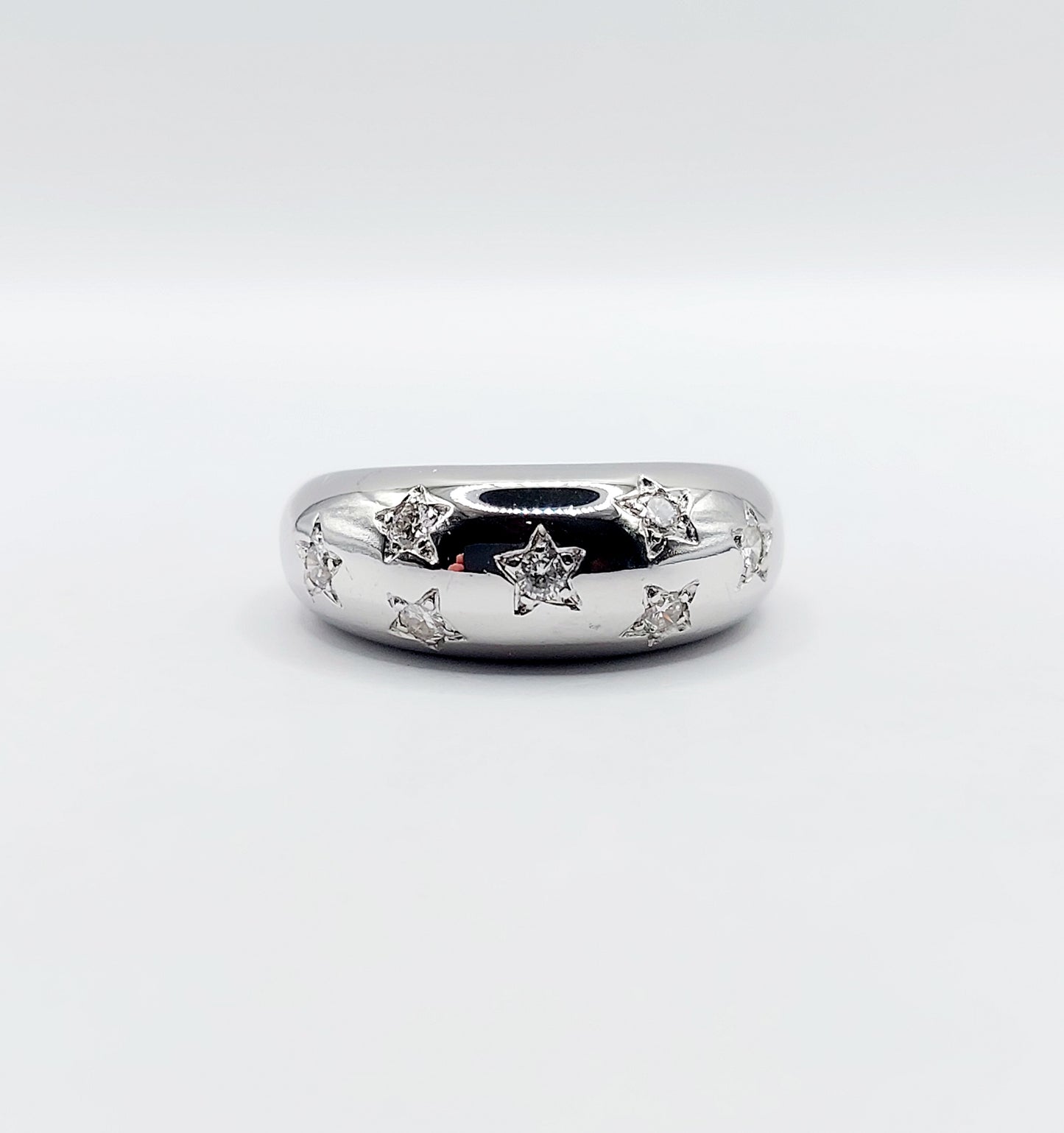 French Diamond Bombé Domed Ring