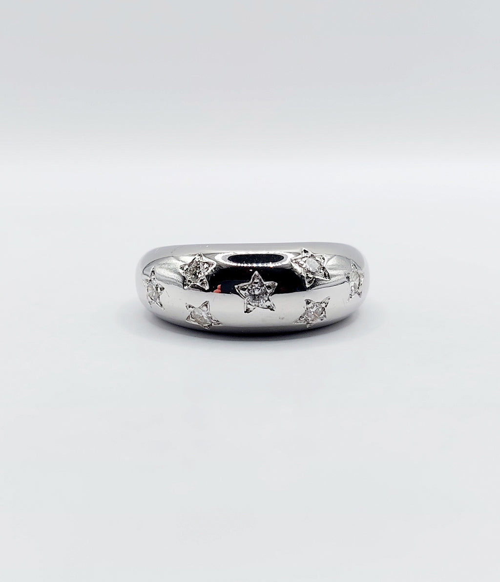French Diamond Bombé Domed Ring
