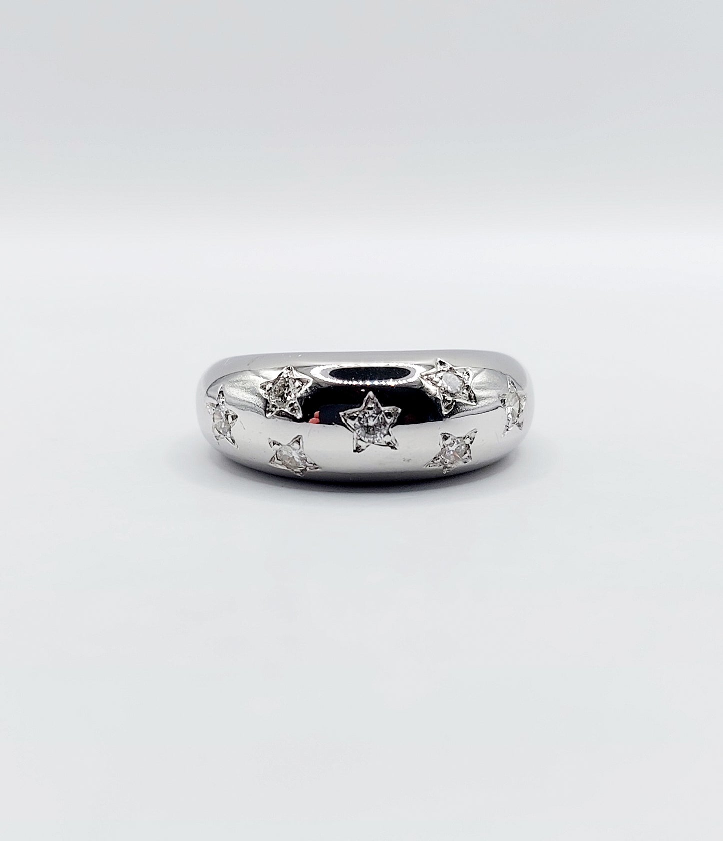 French Diamond Bombé Domed Ring