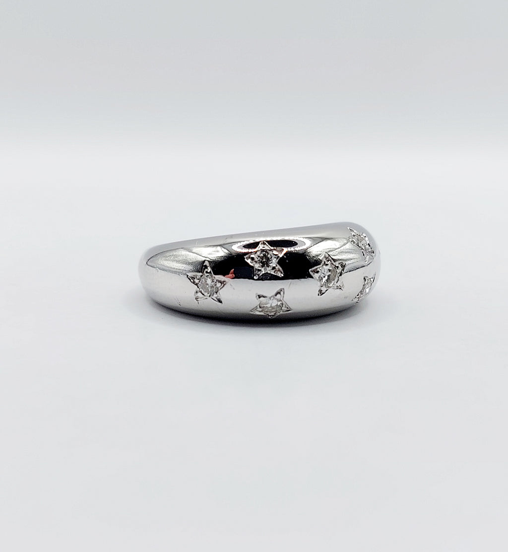 French Diamond Bombé Domed Ring