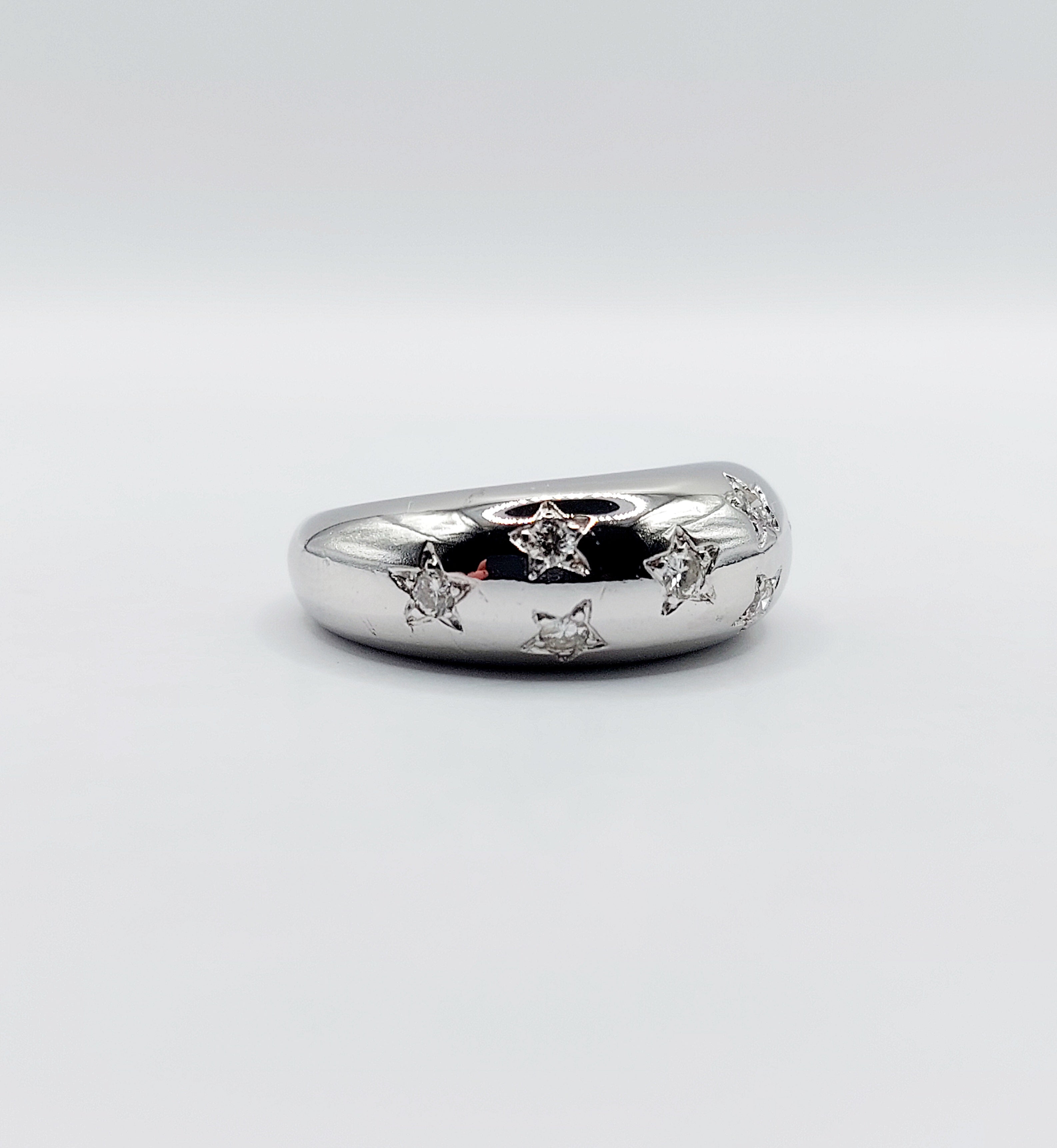 French Diamond Bombé Domed Ring