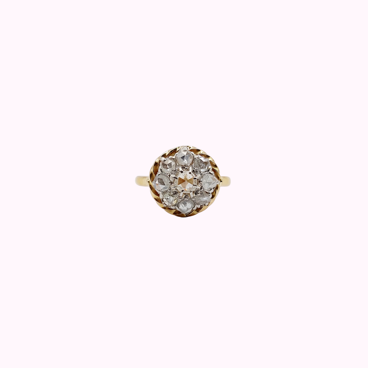 French Antique Diamond Daisy Ring