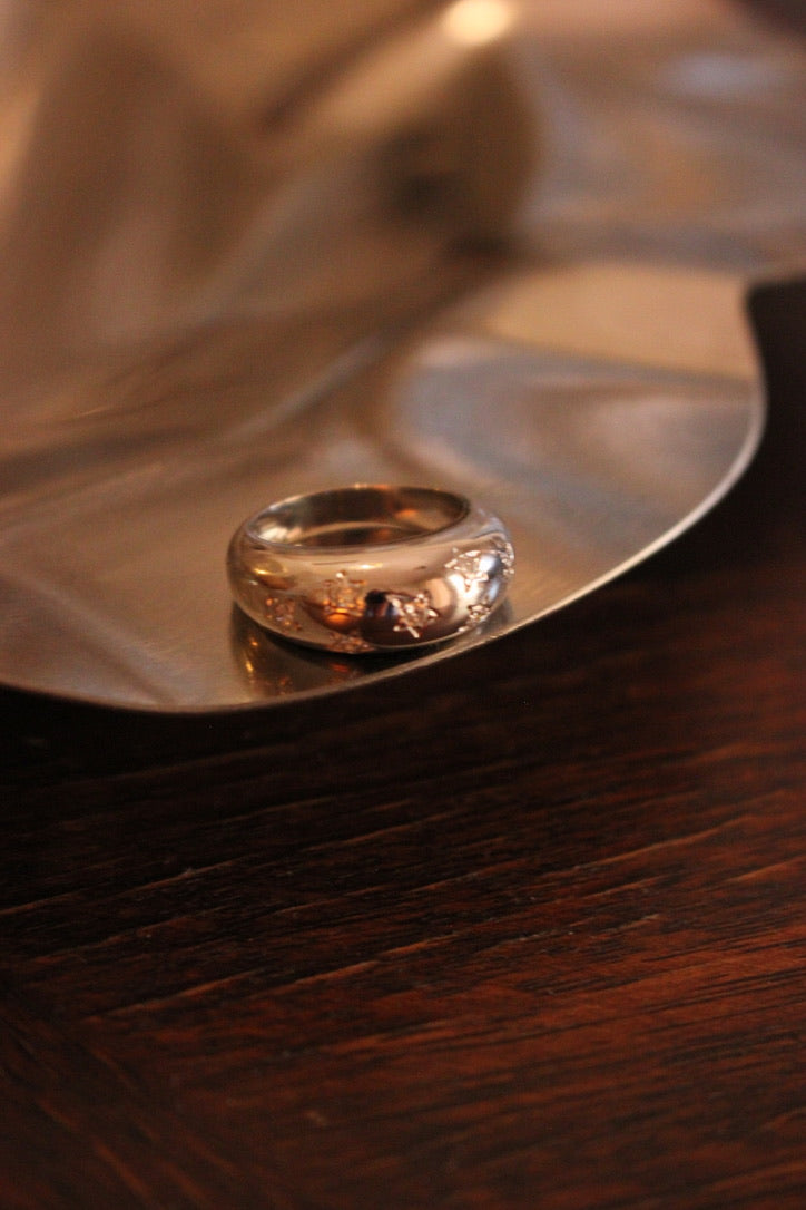French Diamond Bombé Domed Ring
