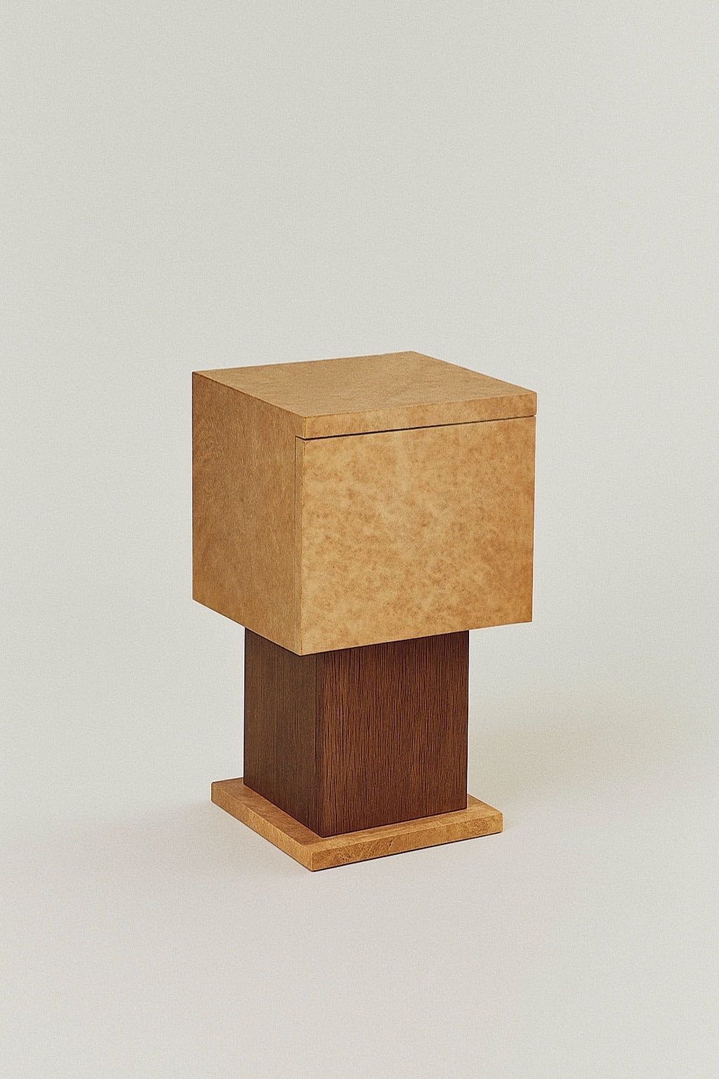 Bohult Uno Bedside Table in Burl Veneer & Stained Oak by Caia Leifsdotter