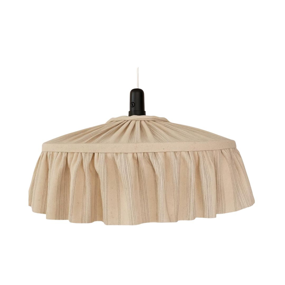 Ruffled Natural Linen Lampshade – Natural Stripe