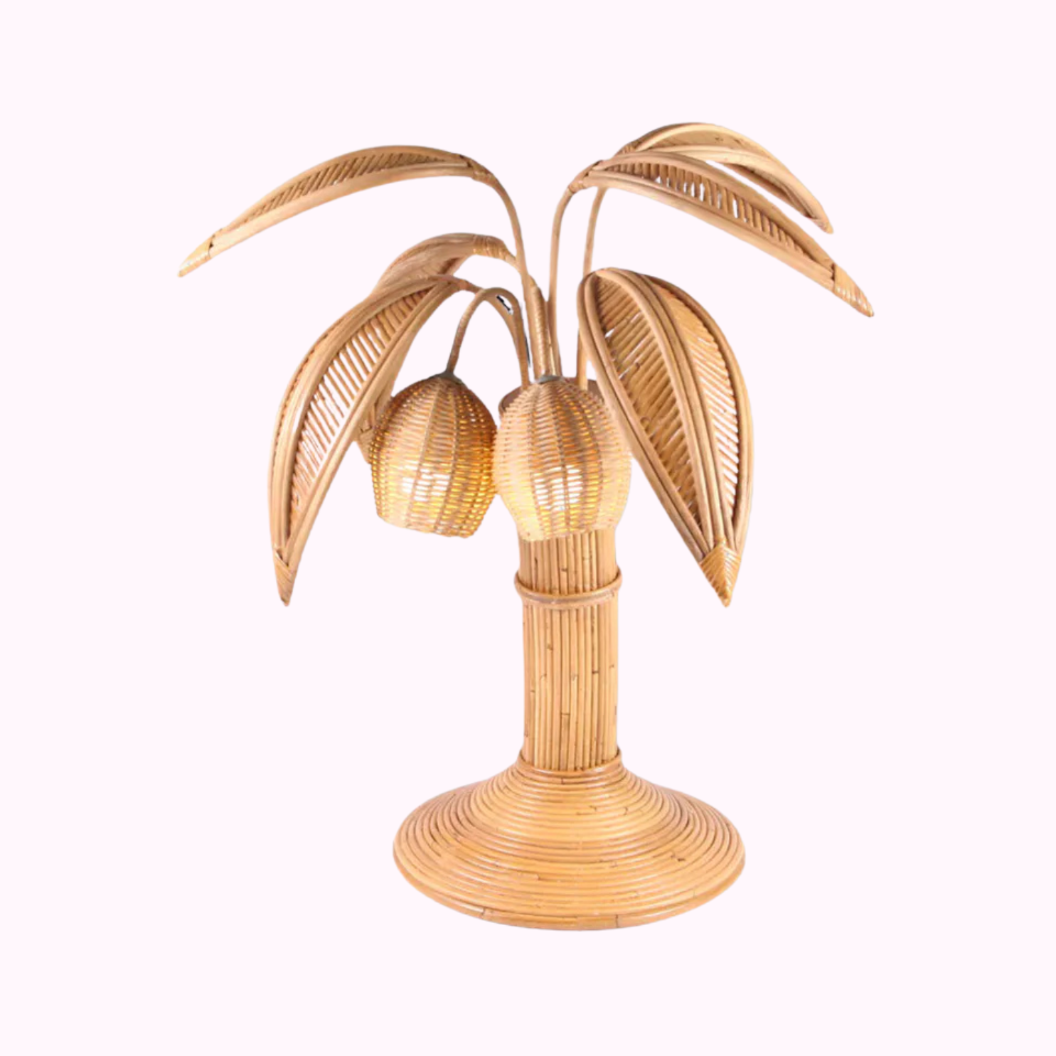 French Rattan Tall Table Lamp