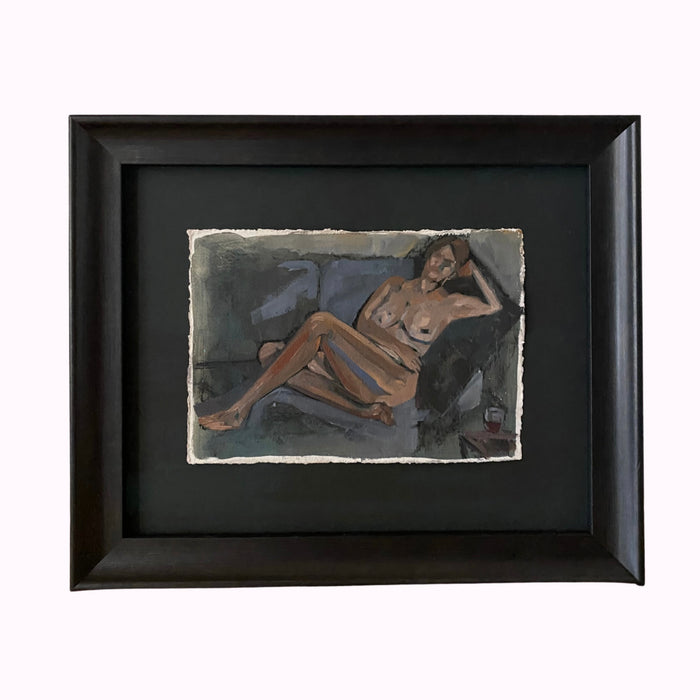 ‘Reclining Nude with Shiraz’ – Oil Painting by Melissa Clements