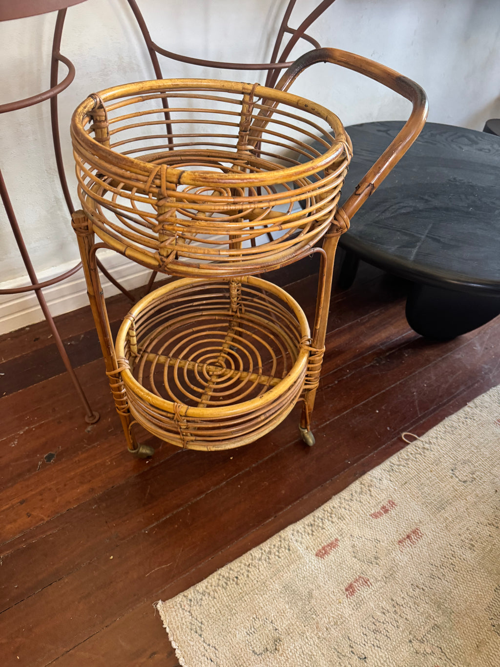 1960s Italian Bamboo Drinks Trolley