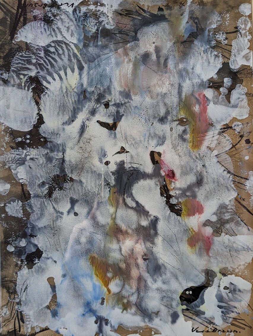 Framed Abstract Tachism Painting by Vera Lengyel