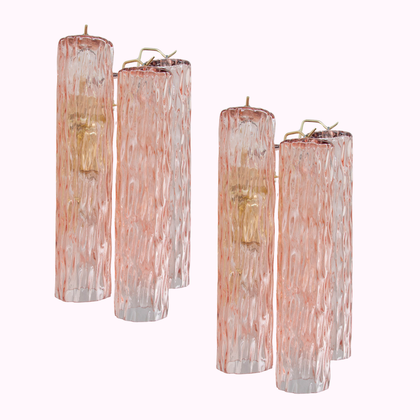 Pair of Pink Murano Sconces